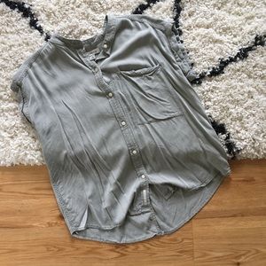 Calvin Klein Army Green Short Sleeve Button Up